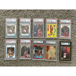 Michael Jordan PSA & More Graded Basketball Card Lot Of 10 Grades 5 - 9.5